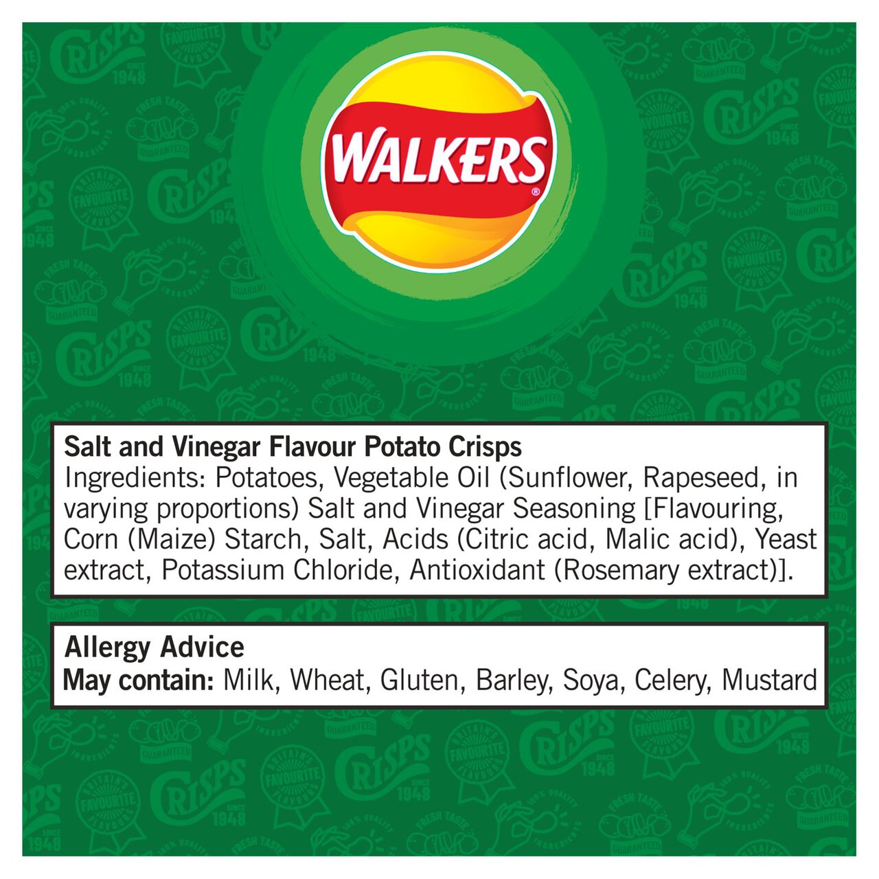 Walkers Salt & Vinegar Crisps 6 per pack