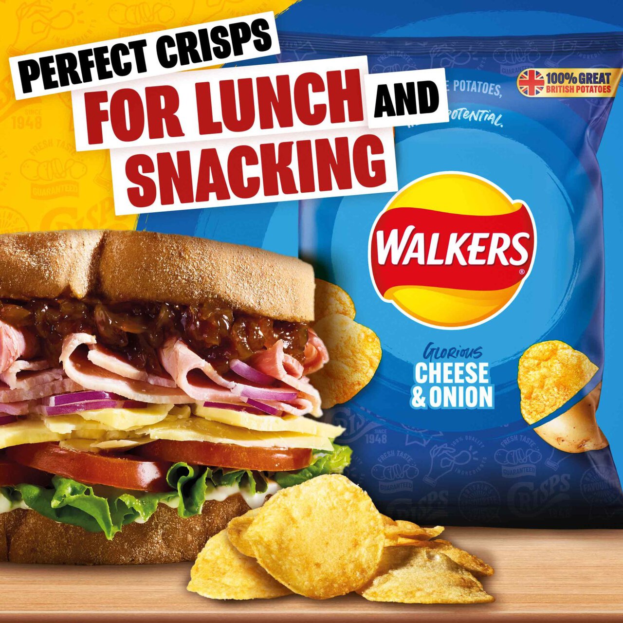 Walkers Cheese & Onion Crisps 6 per pack