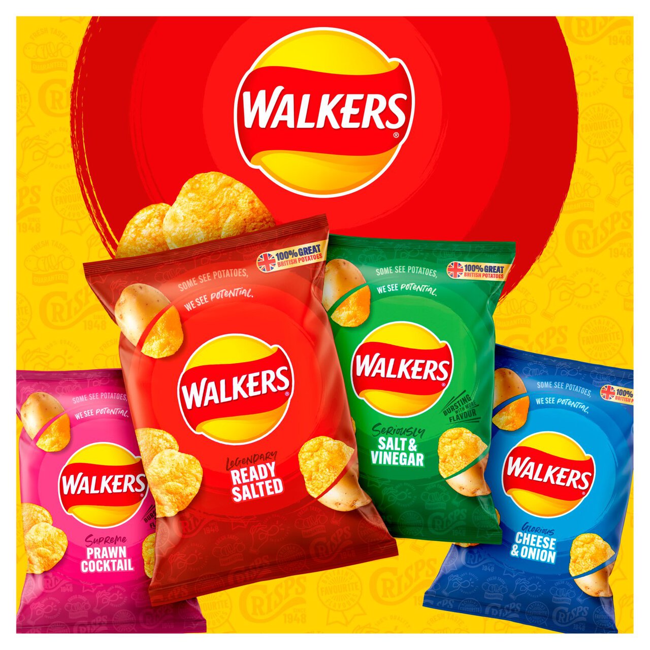 Walkers Cheese & Onion Multipack Crisps 6 per pack