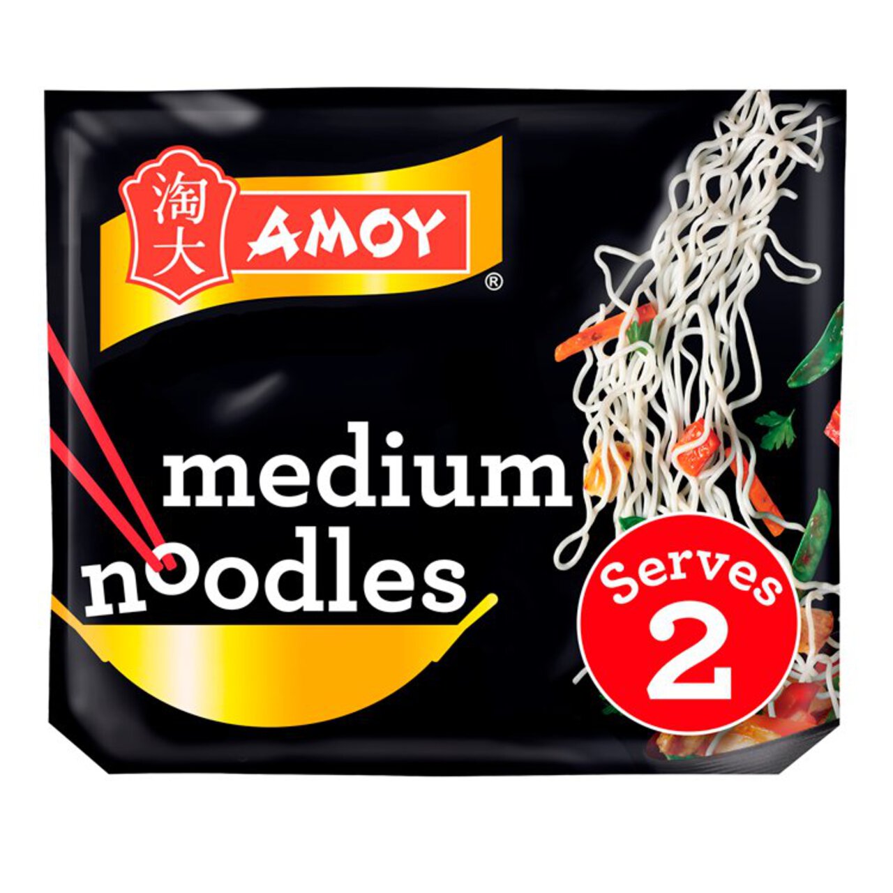 Amoy Straight To Wok Medium Noodles 2 x 150g