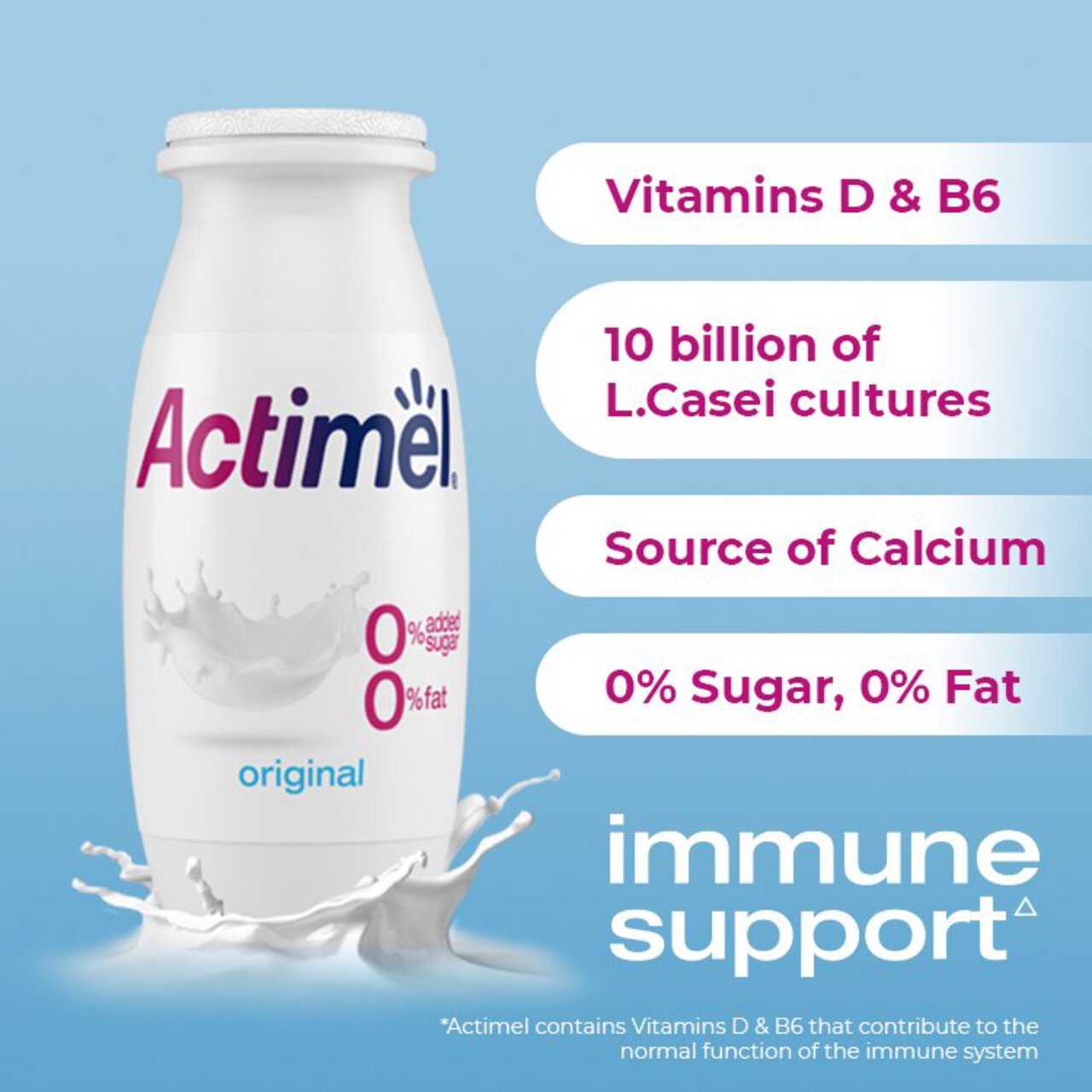 Actimel Original 0% Added Sugar Fat Free Yoghurt Drink 8 x 100g