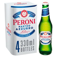 Peroni Nastro Azzurro Beer Lager Bottles 4 x 330ml