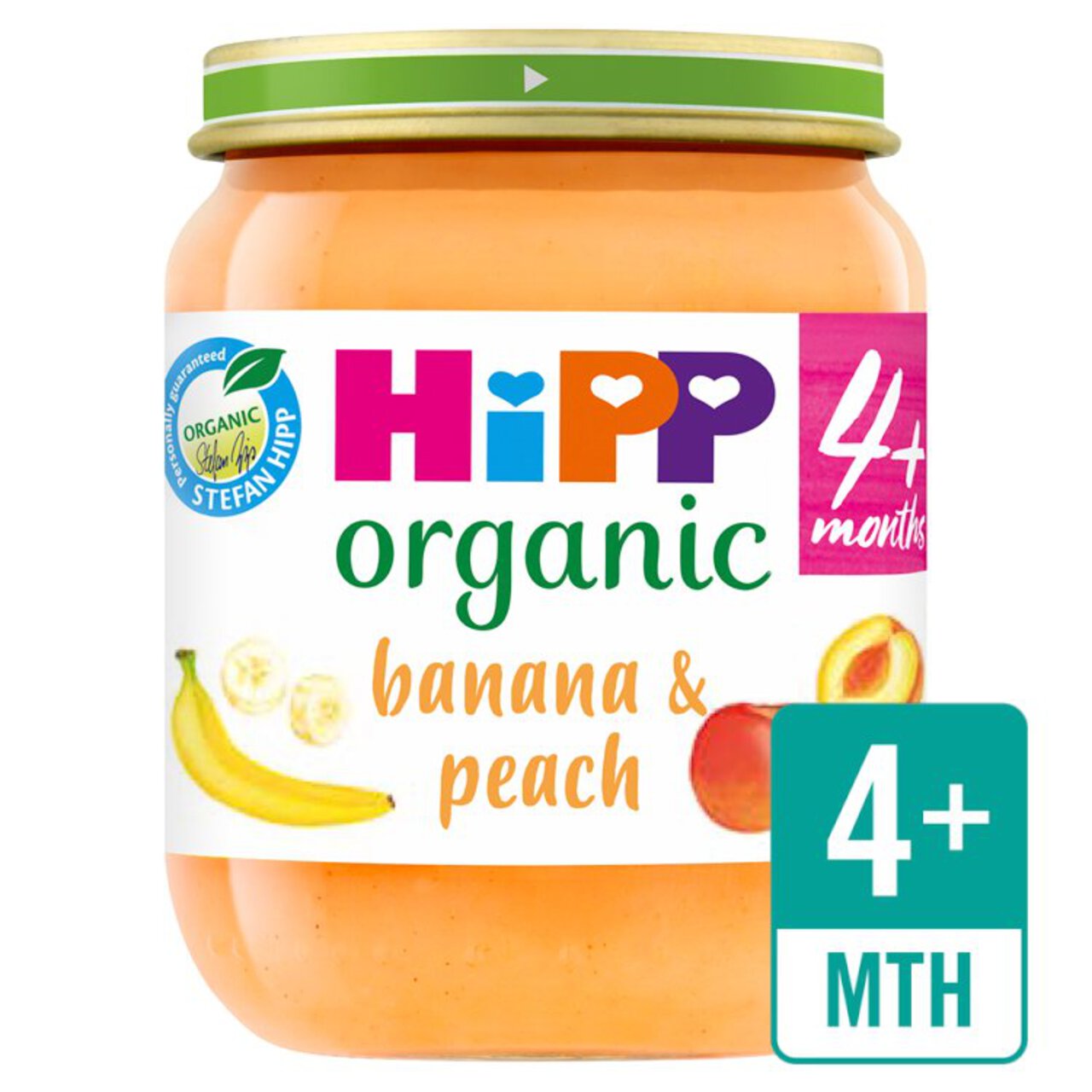 HiPP Organic Banana and Peach Jar, 4 mths+ 125g