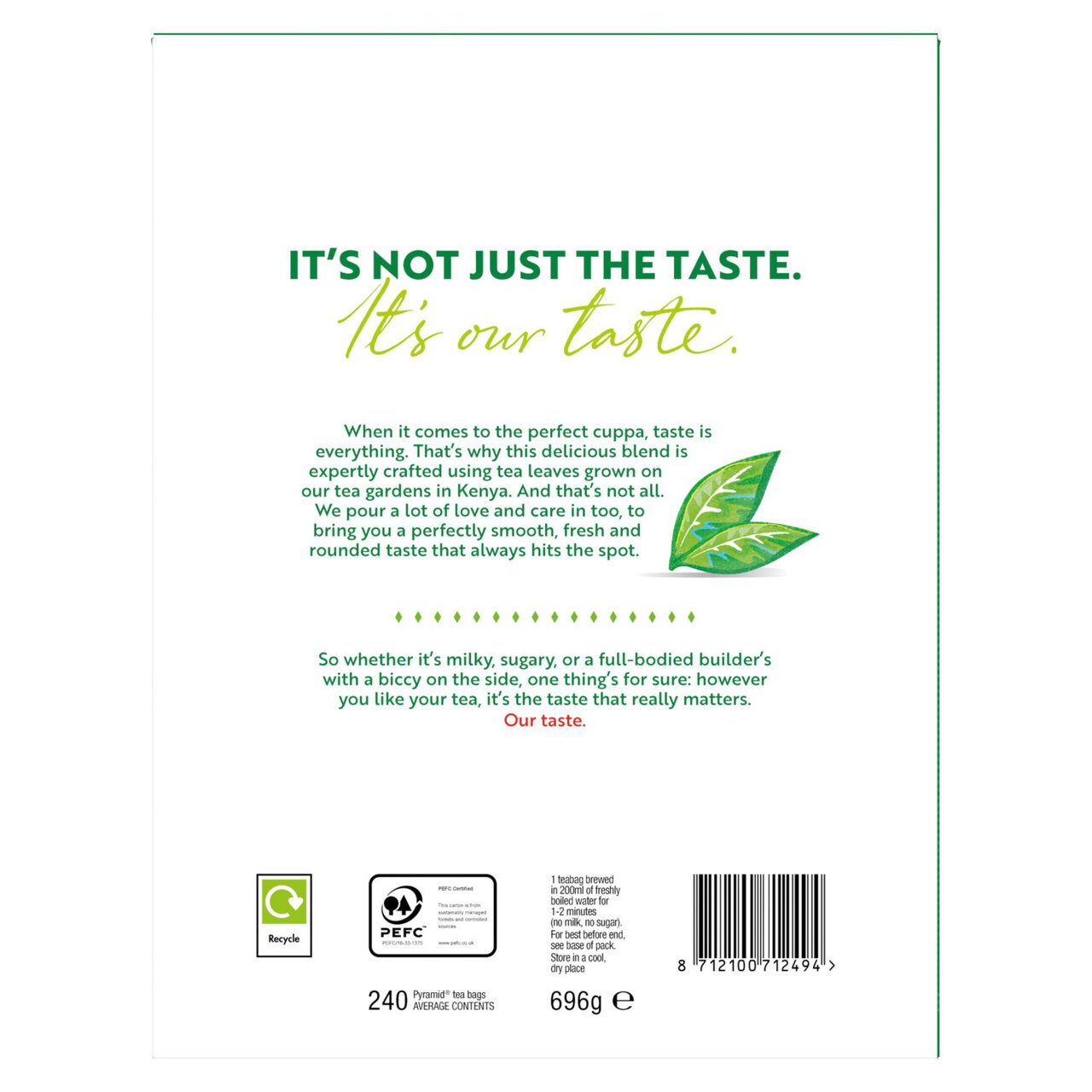 PG Tips Original Biodegradable Tea Bags 240 per pack