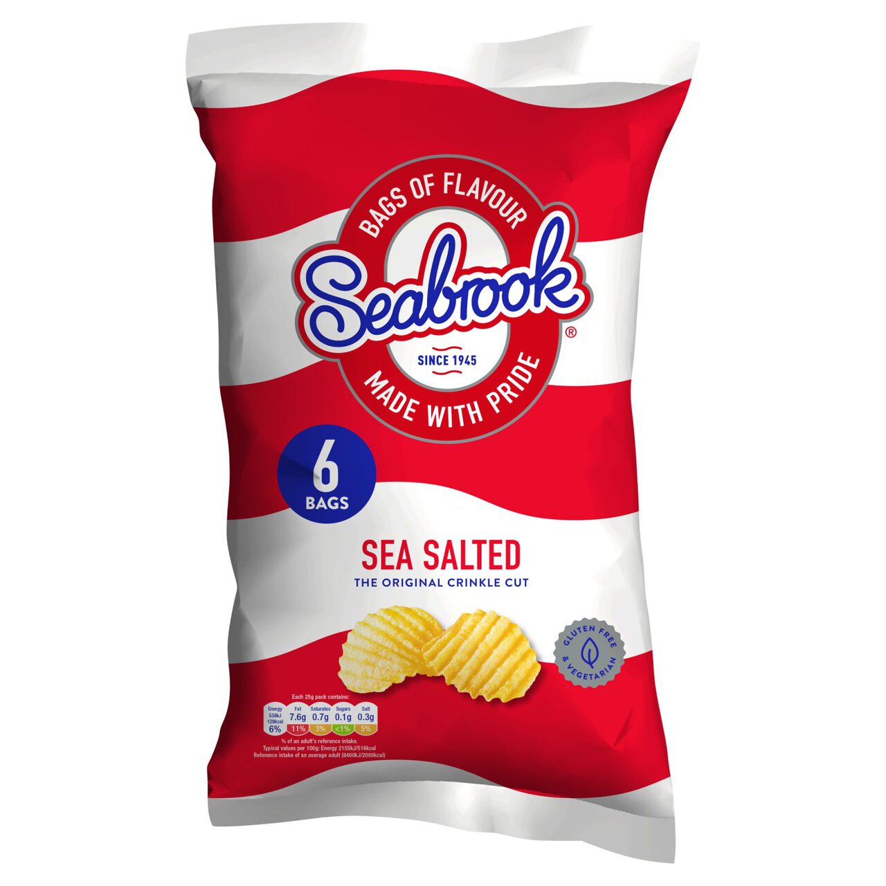 Seabrook Crinkle Cut Sea Salt Crisps 6 per pack
