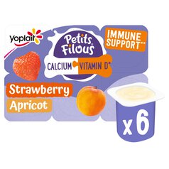 Petits Filous Kids Strawberry & Apricot Yoghurt Pots 6 x 47g
