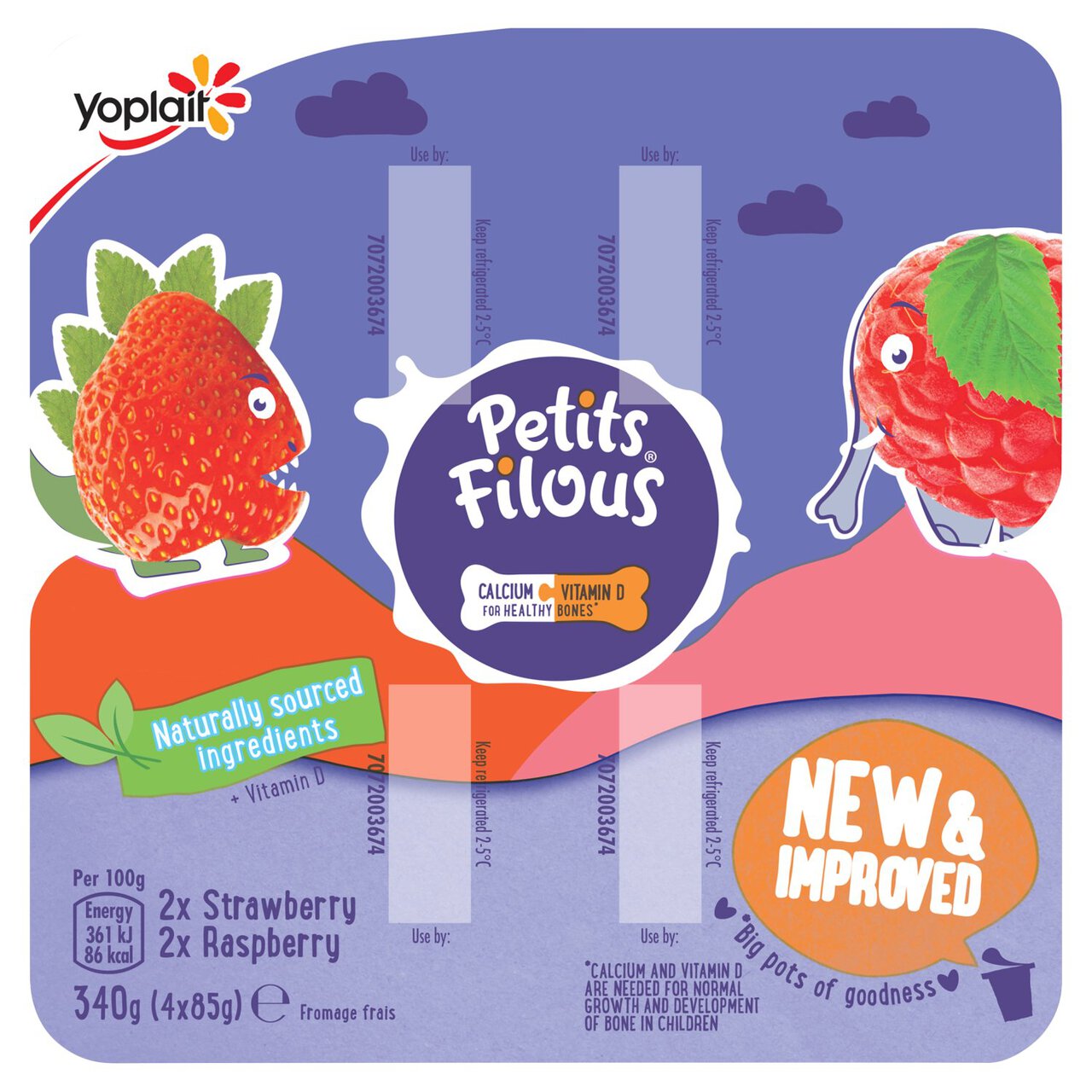Petits Filous Raspberry & Strawberry Fromage Frais 4 x 85g