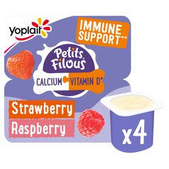 Petits Filous Kids Strawberry & Raspberry Yoghurt Pots 4 x 85g
