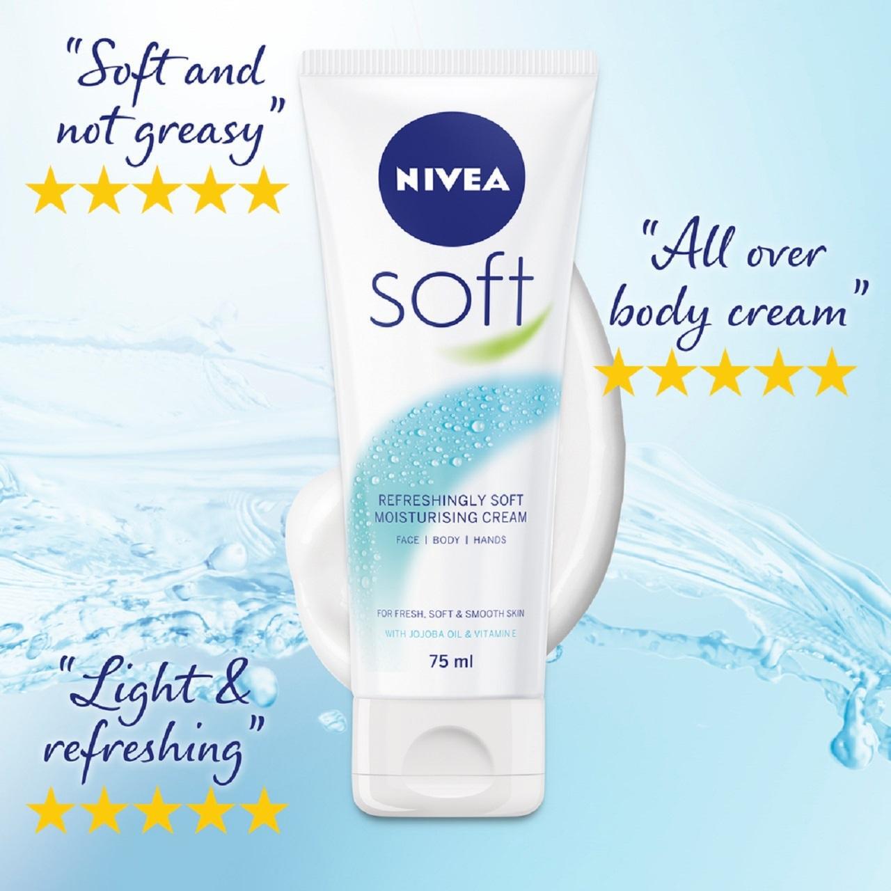 NIVEA Soft Moisturiser Cream for face, hands and body, 75ml