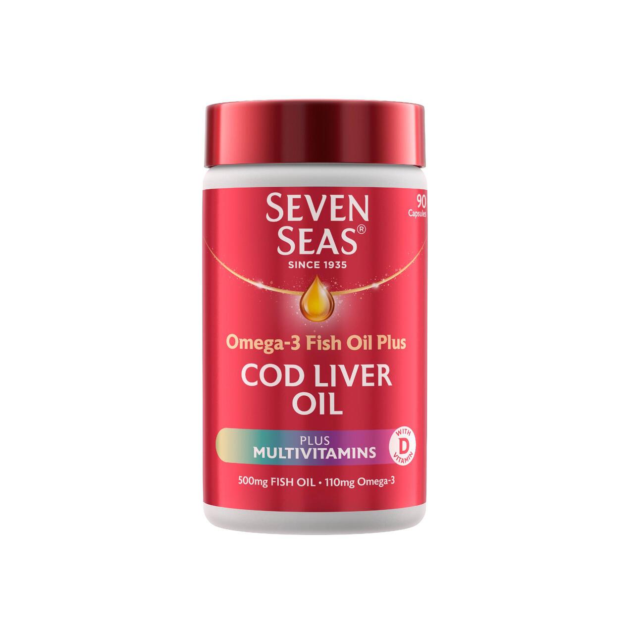 Seven Seas Cod Liver Oil Plus Multivitamins Omega-3 Fish Oil 90 Capsules 90 per pack