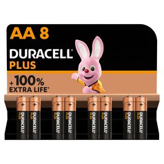 Duracell Plus 100% AA Alkaline Batteries 8 per pack