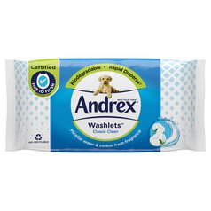 Andrex Classic Clean Washlets Flushable Toilet Wipes Single Pack 36 per pack