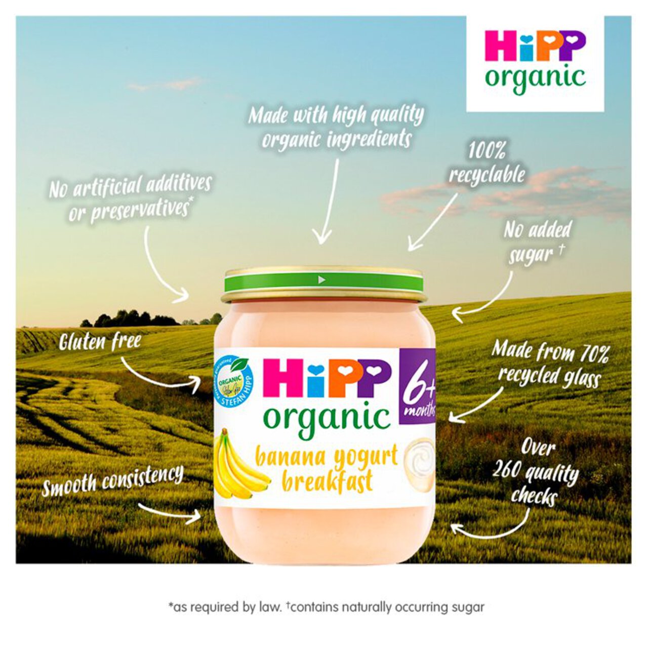 HiPP Organic Banana Yogurt Breakfast Jar, 6 mths+ 125g