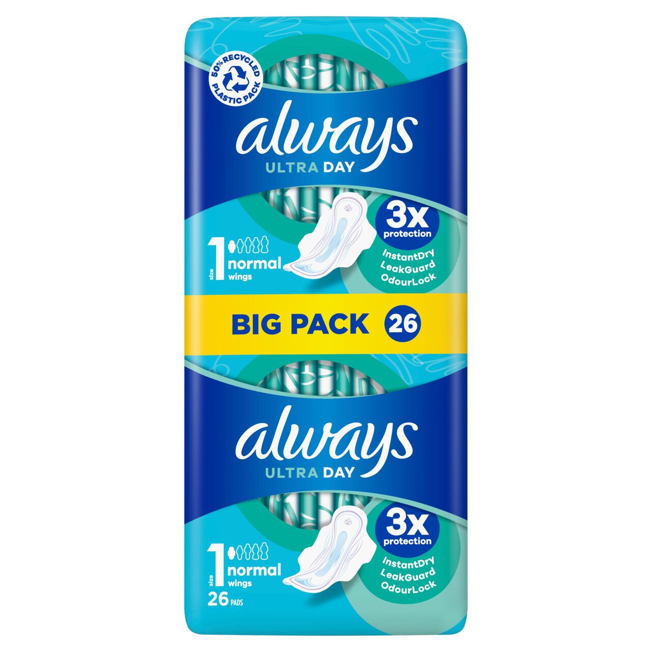 Always Sanitary Towels Ultra Normal (Size 1) Wings 2 x 13 per pack