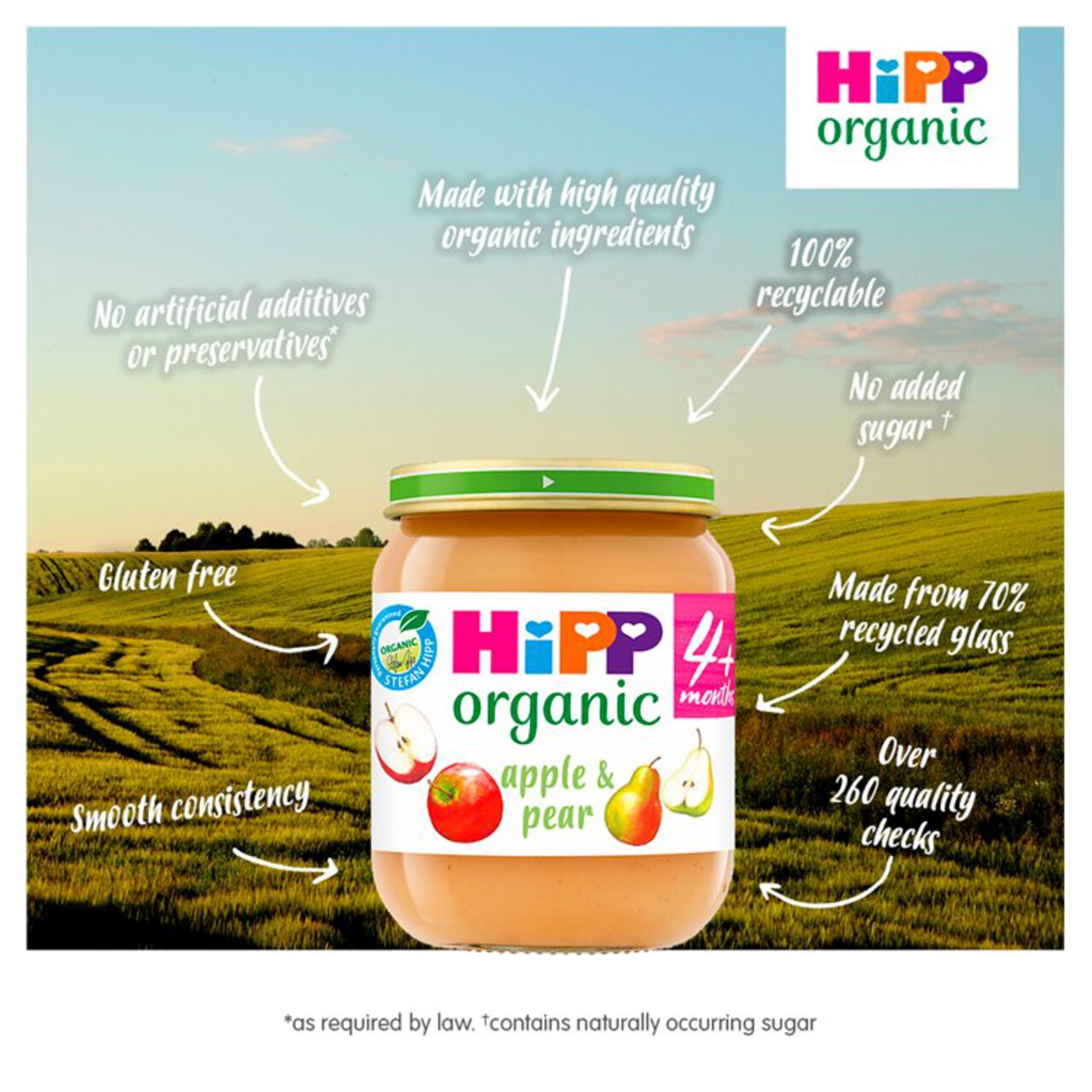 HiPP Organic Apple and Pear Baby Food Jar 4+ Months 125g