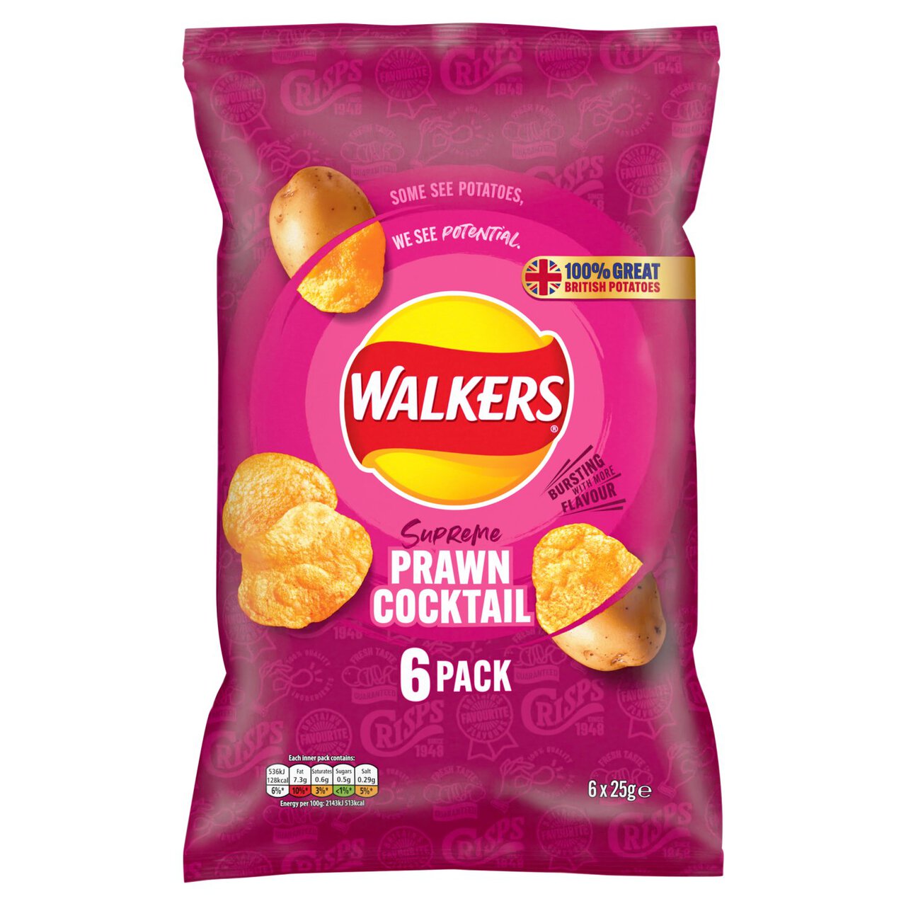 Walkers Prawn Cocktail Multipack Crisps 6 per pack