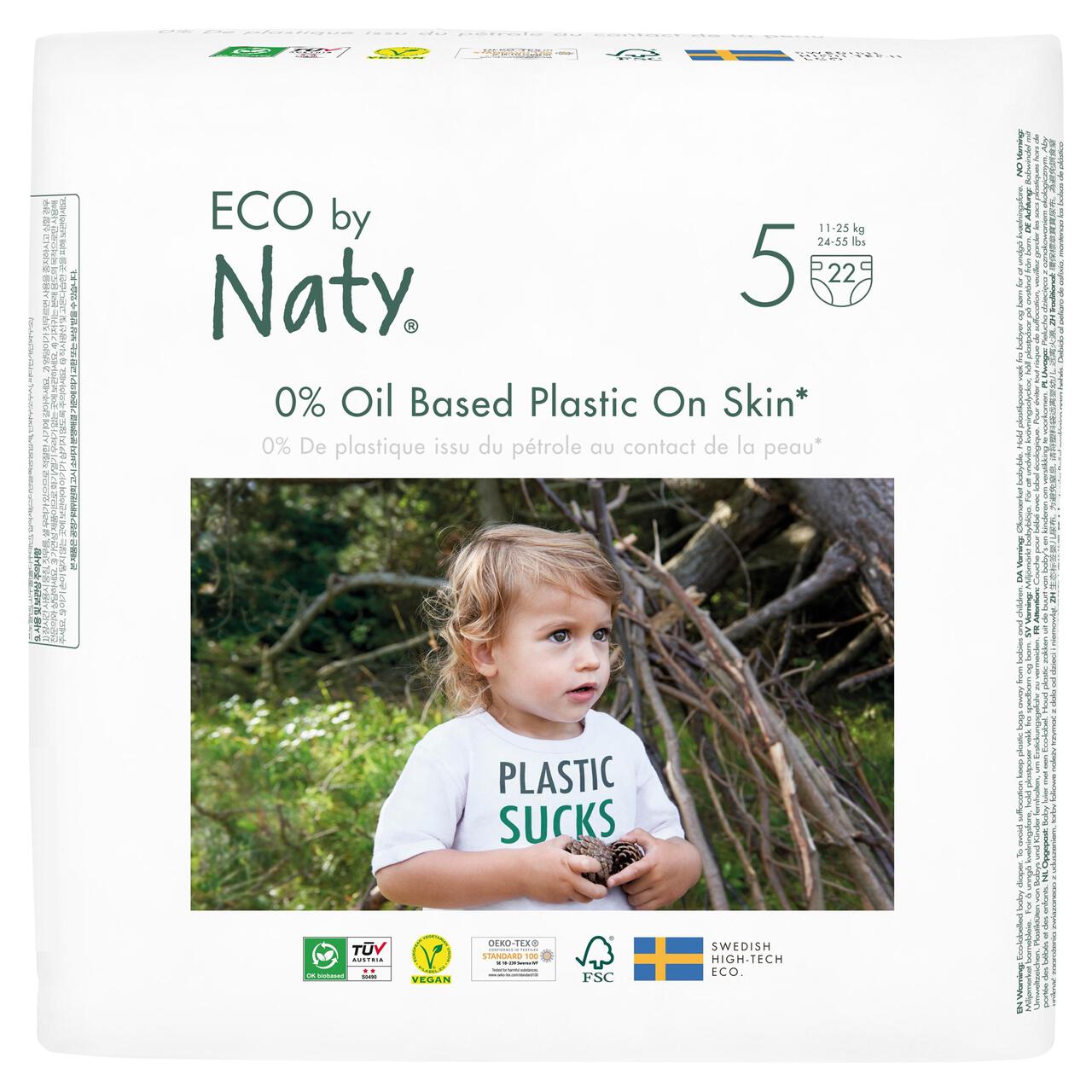 Eco by Naty Nappies, Size 5 (11-25kg) 22 per pack