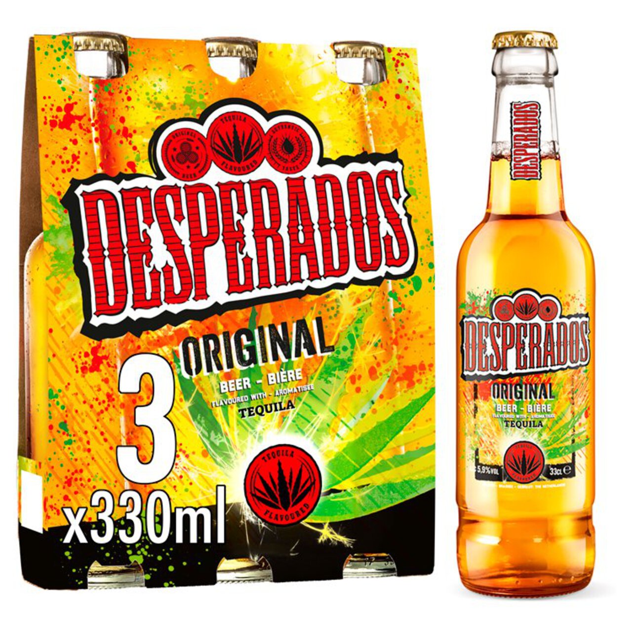 Desperados Tequila Lager Beer Bottles 3 x 330ml