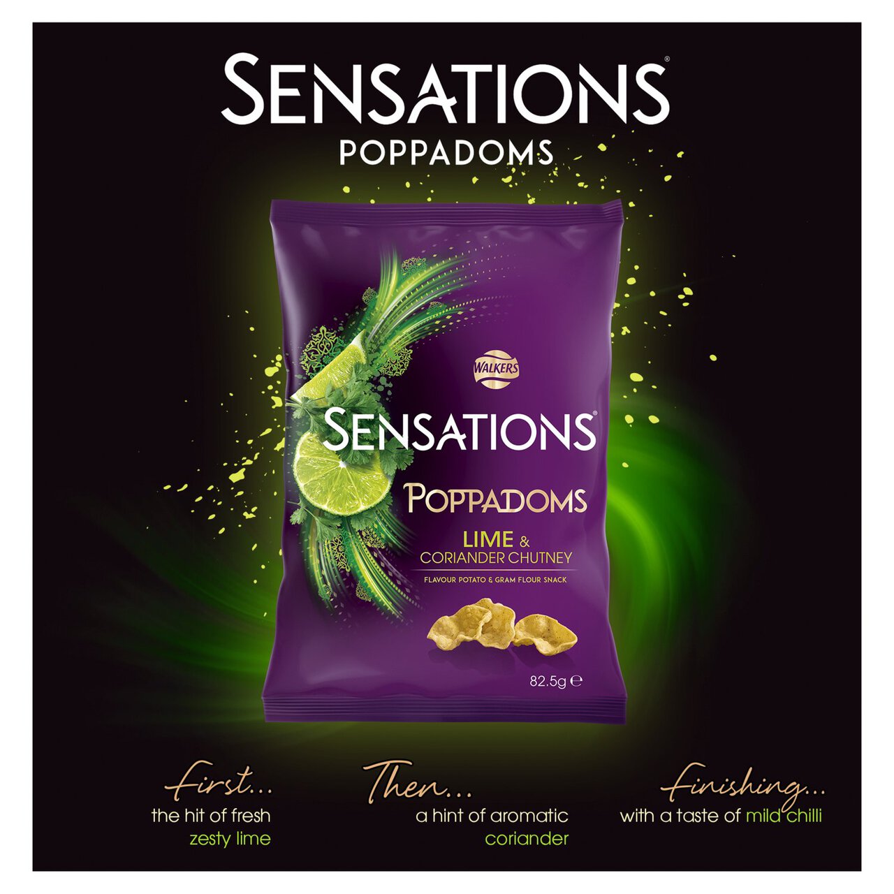 Sensations Lime & Coriander Chutney Sharing Bag Poppadoms 82.5g