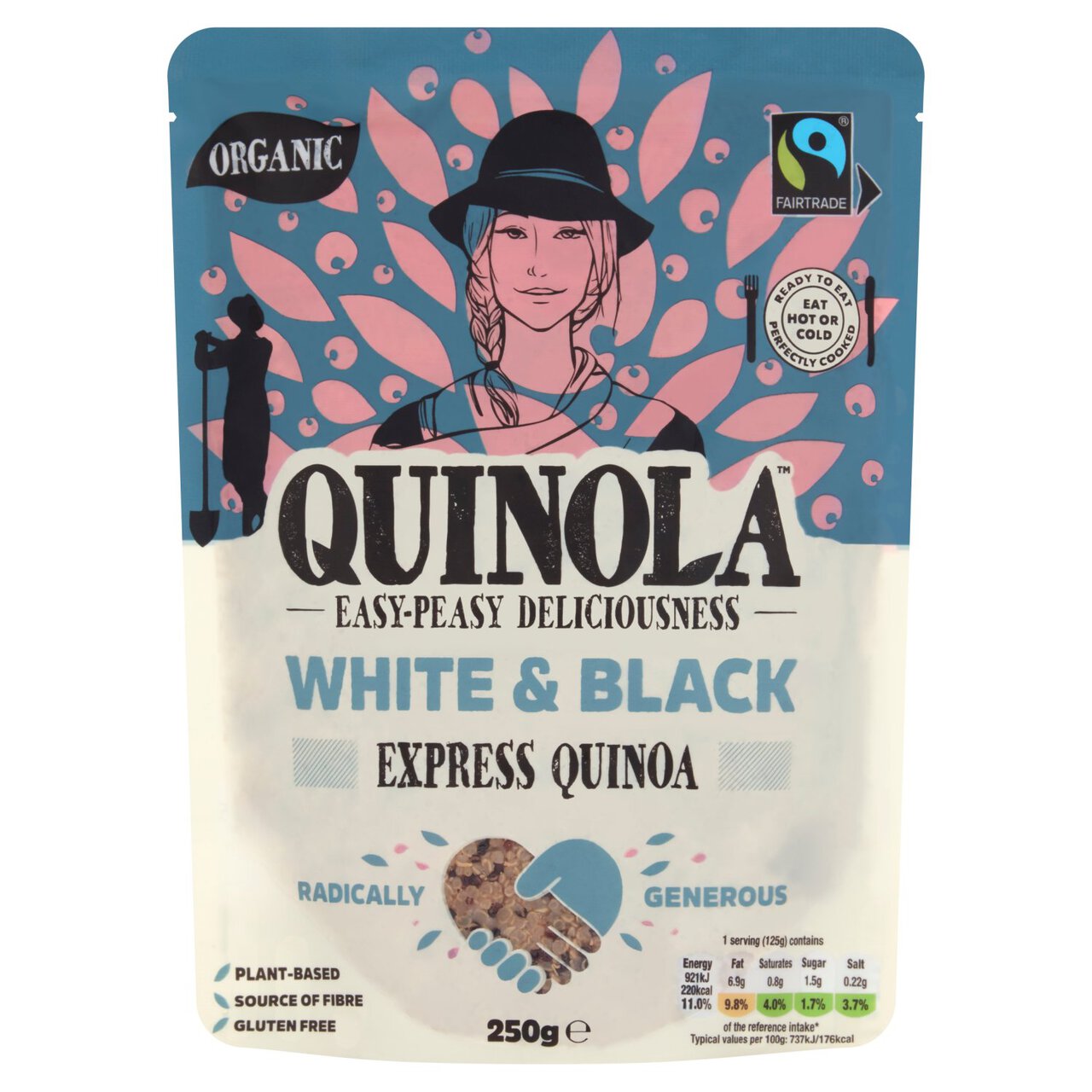 Quinola Organic Fairtrade White & Black Ready to Eat Quinoa 250g
