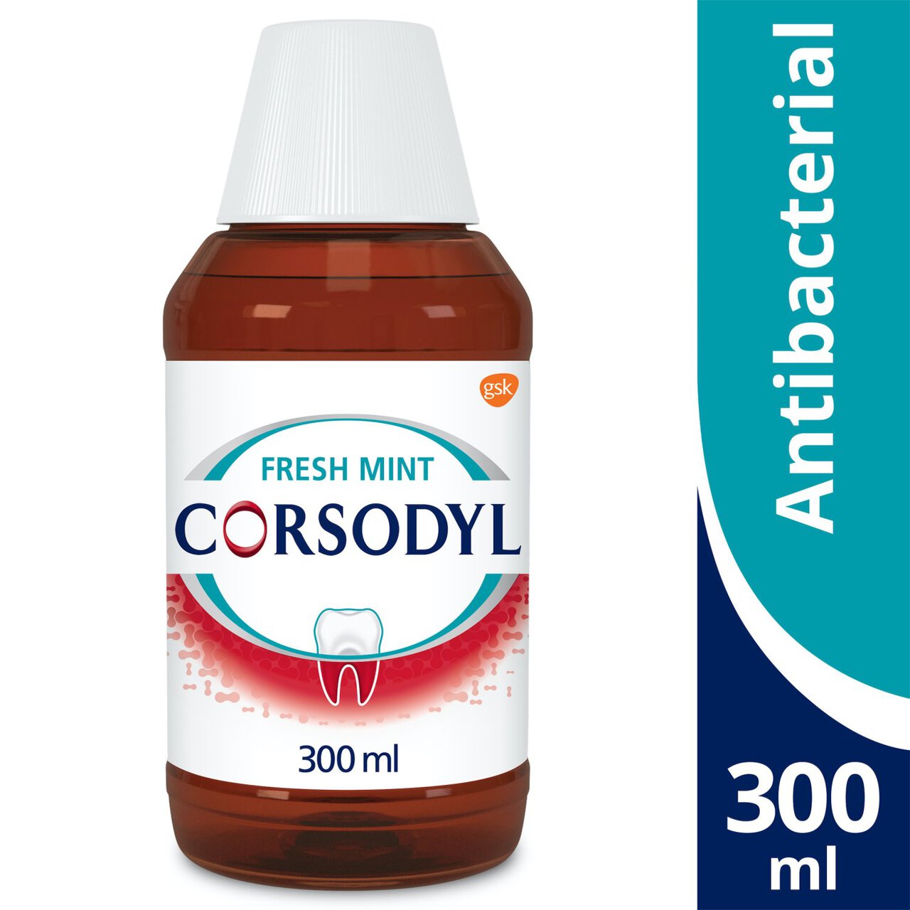 Corsodyl Medicated, Antibacterial Mouthwash, Mint 300ml