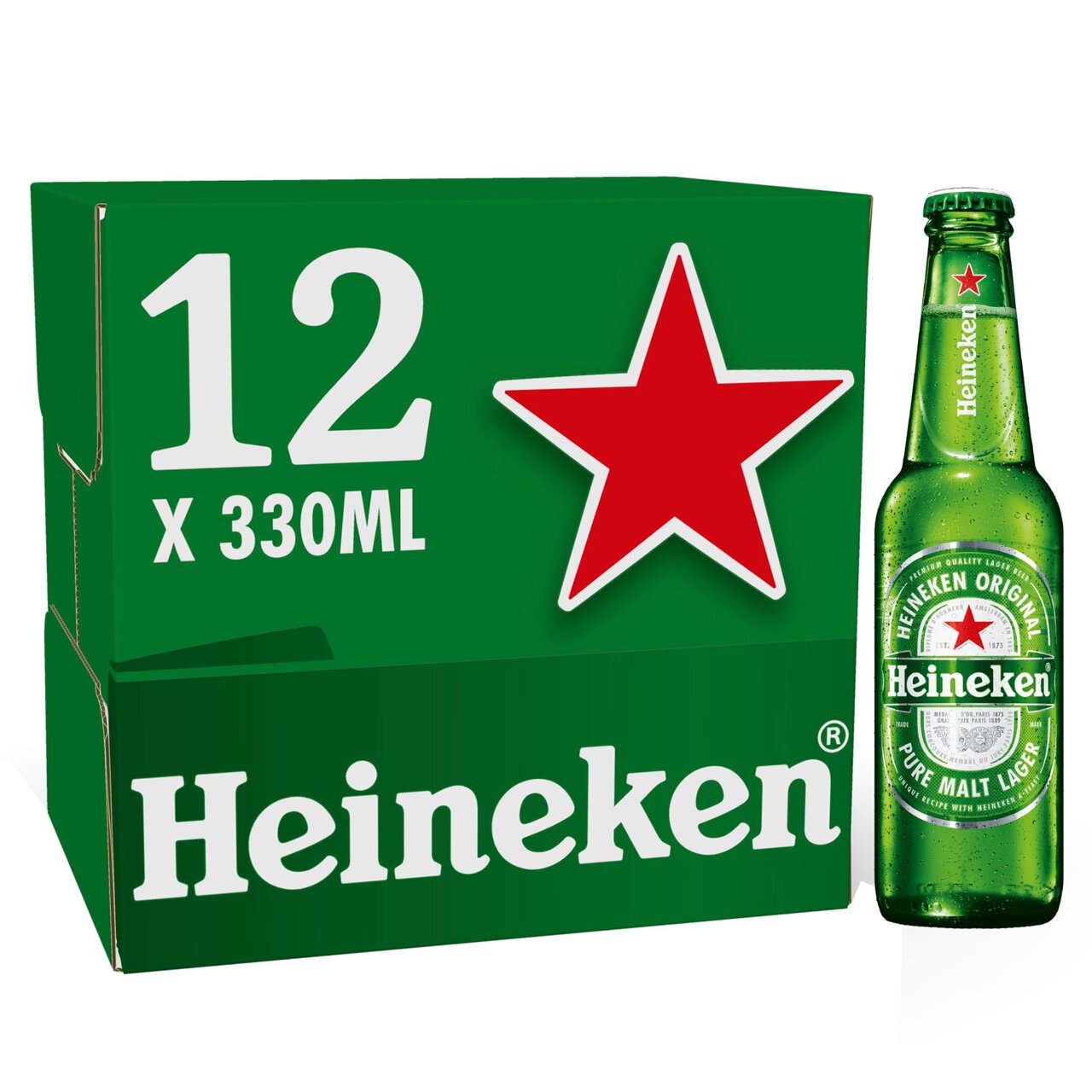 Heineken Lager Beer Bottles Chilled to Your Door 12 x 330ml