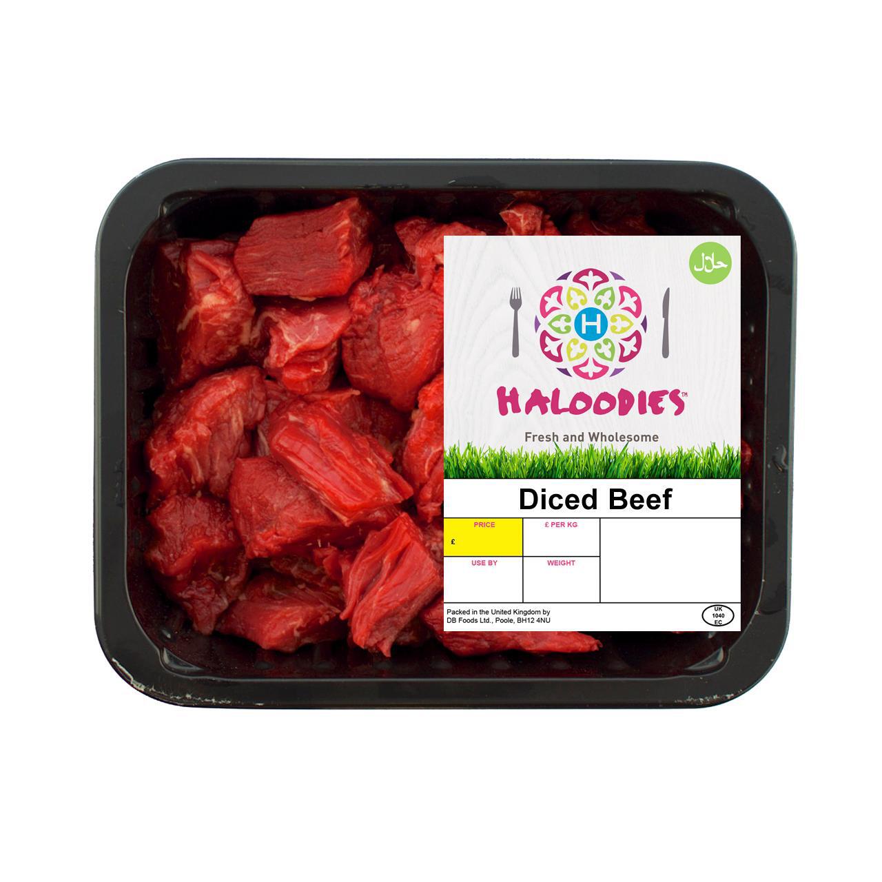 Haloodies Diced Beef Halal 454g