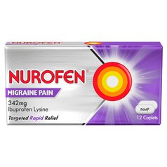 Nurofen Migraine Pain Relief 342mg Caplets Ibuprofen 12 per pack