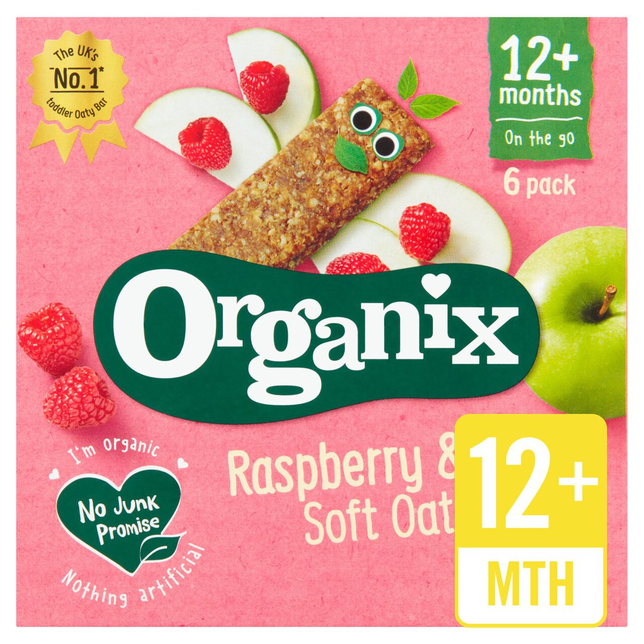Organix Raspberry & Apple Organic Soft Oaty Bars, 12 mths+ Multipack 6 x 30g