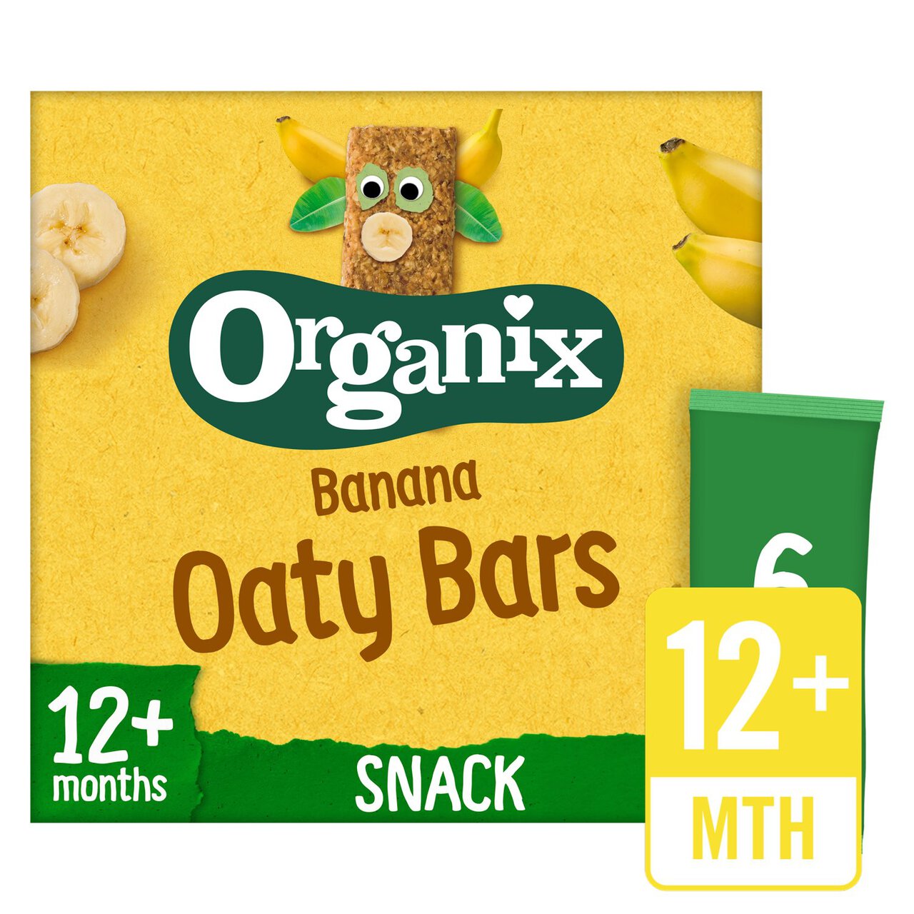 Organix Banana Organic Soft Oaty Bars, 12 mths+ Multipack 6 x 30g