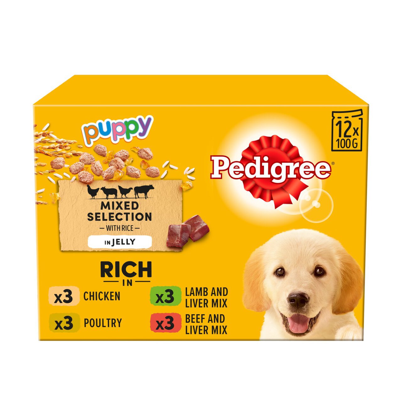 Pedigree Puppy Wet Dog Food Pouches Mixed in Jelly 12 x 100g Zoom