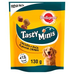 Pedigree Tasty Minis Adult Dog Treats Chicken & Duck Chewy Cubes 130g