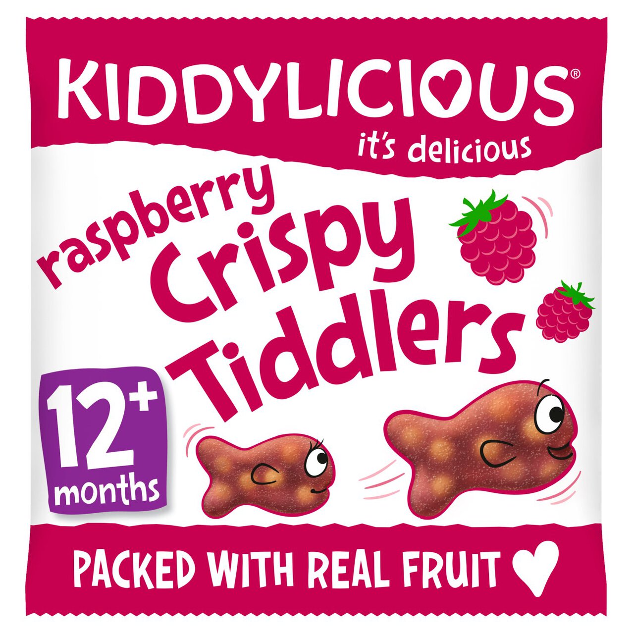 Kiddylicious Raspberry Crispy Tiddlers Toddler Snack 12 months+ 12g
