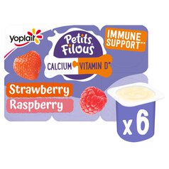 Petits Filous Kids Strawberry & Raspberry Yoghurt Pots 6 x 47g