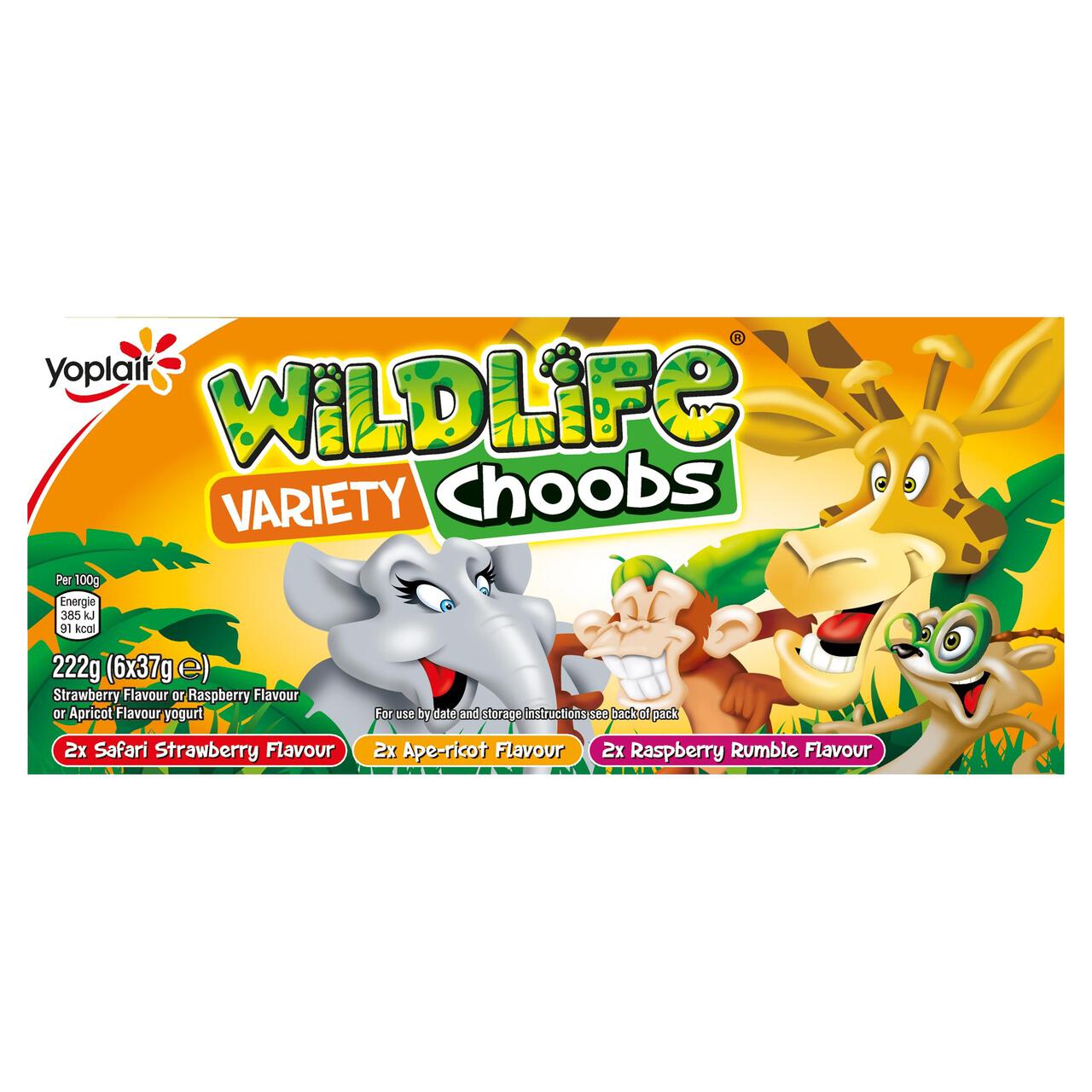 Wildlife Choobs Strawberry, Raspberry & Apricot Flavour Yogurt Tubes 6 x 40g
