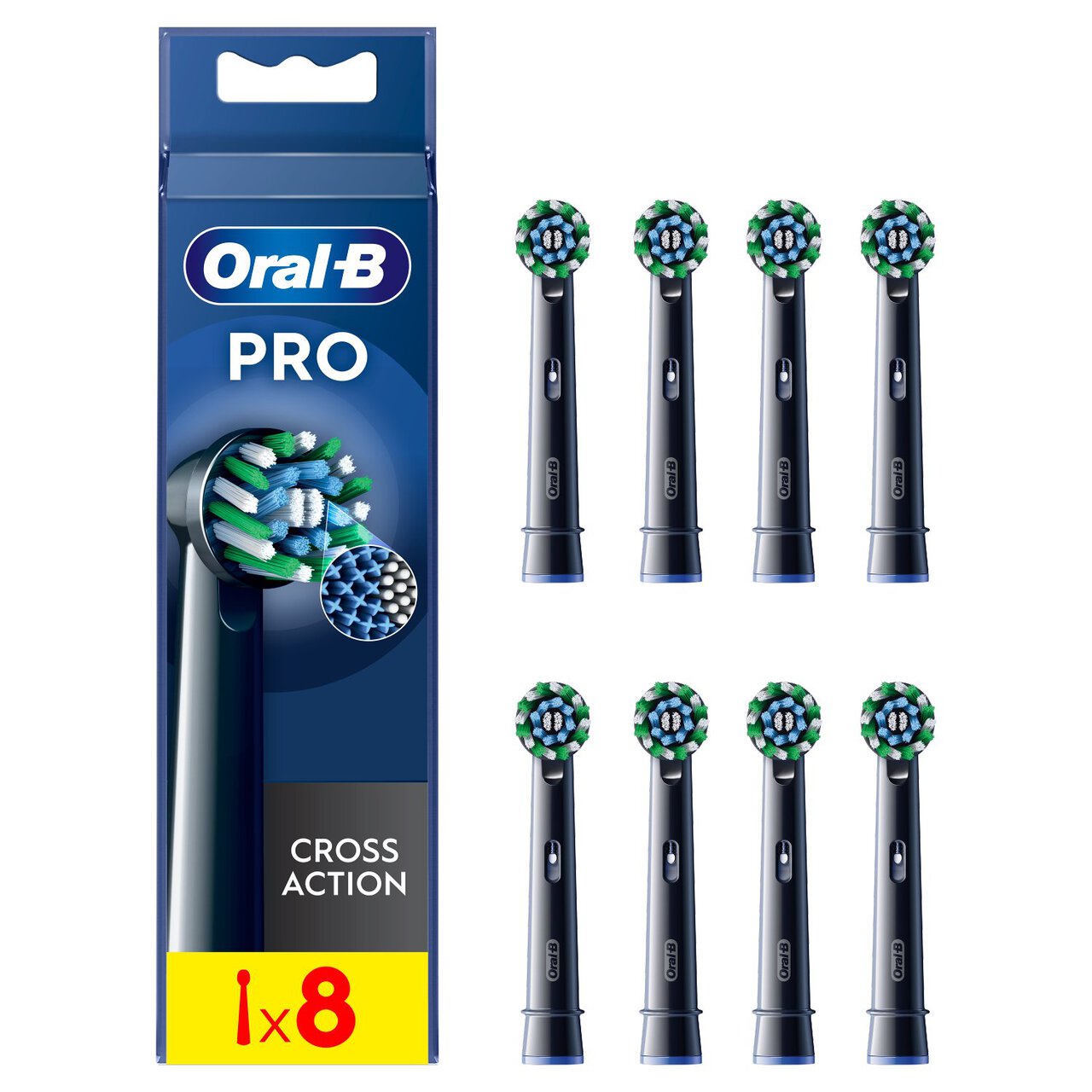 Oral-B CrossAction Toothbrush Heads - Black 8 per pack