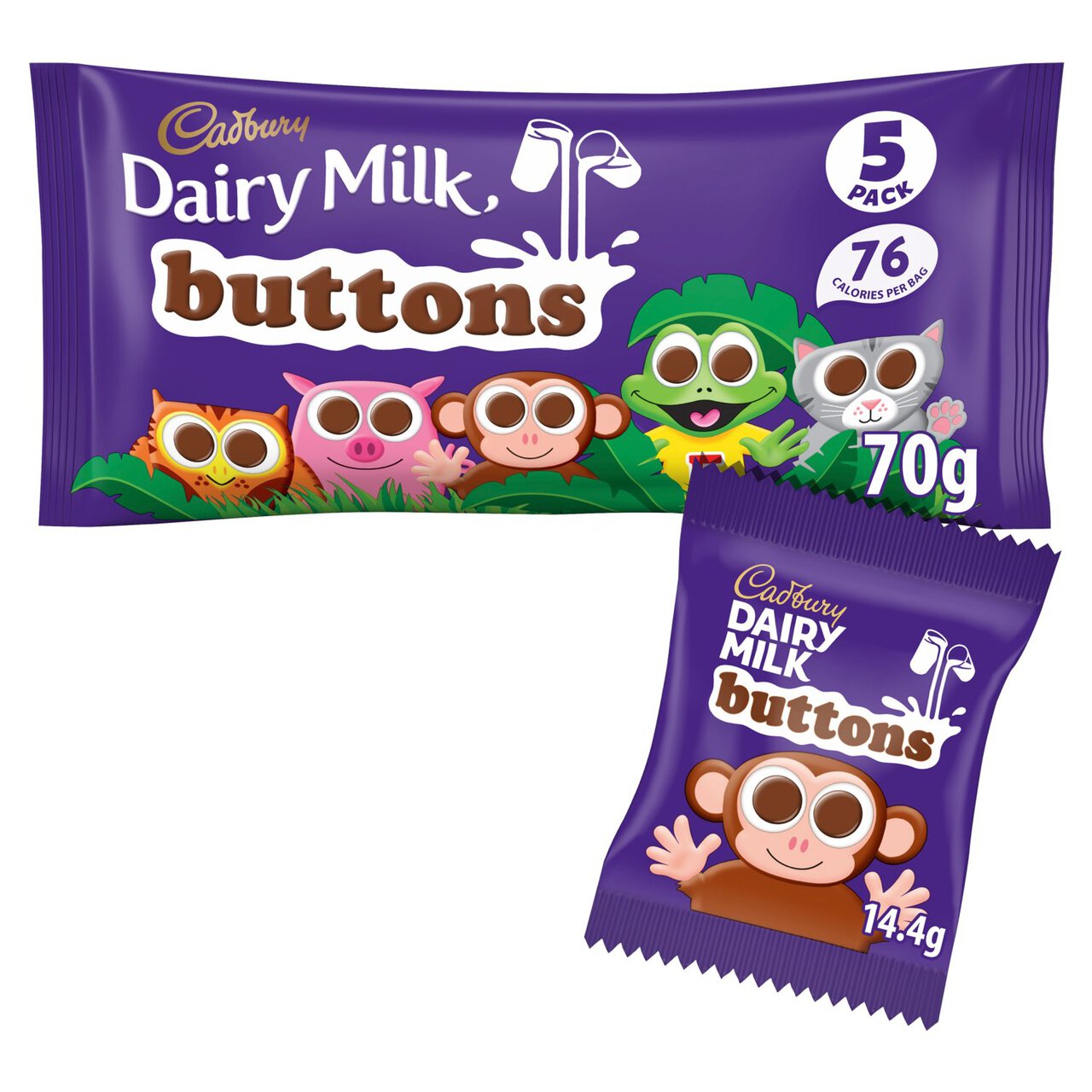 Cadbury Dairy Milk Chocolate Buttons Treatsize Bags 5 x 14g