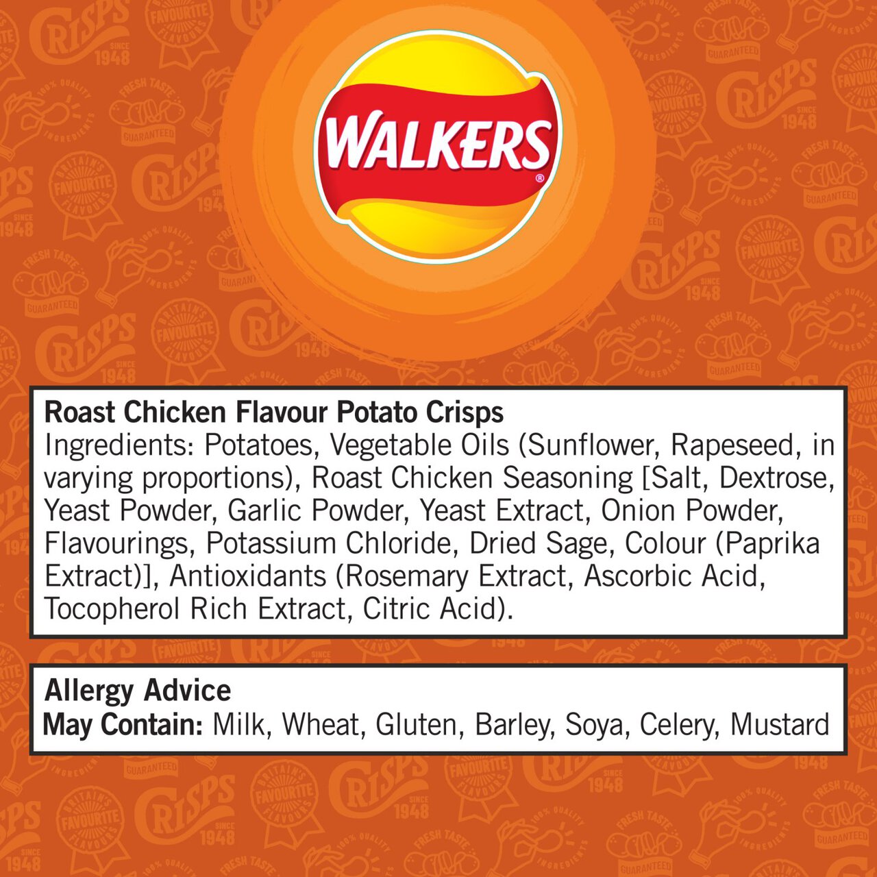 Walkers Roast Chicken Multipack Crisps 6 per pack