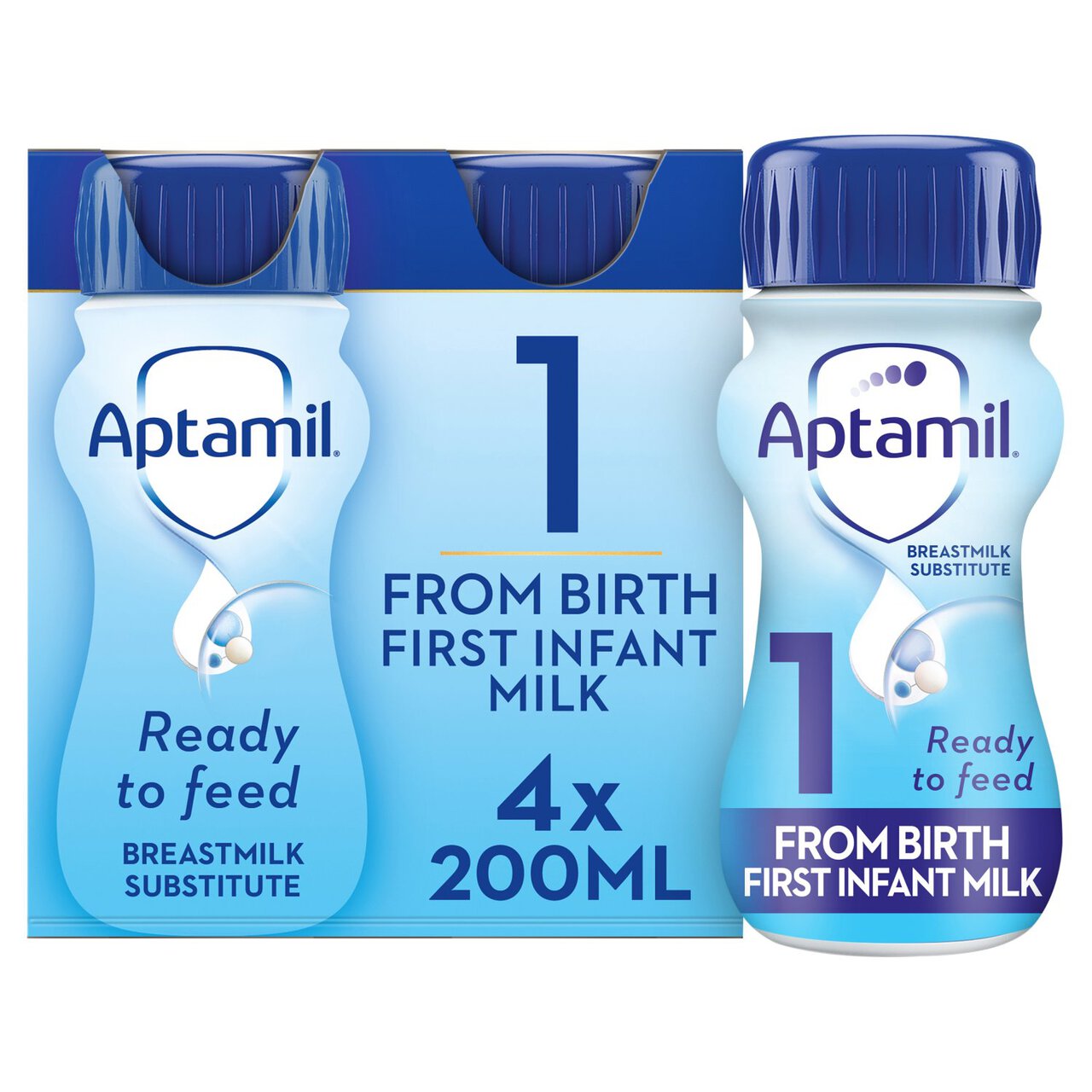Aptamil 1 First Formula Baby Milk Liquid from Birth Multipack 4 x 200ml