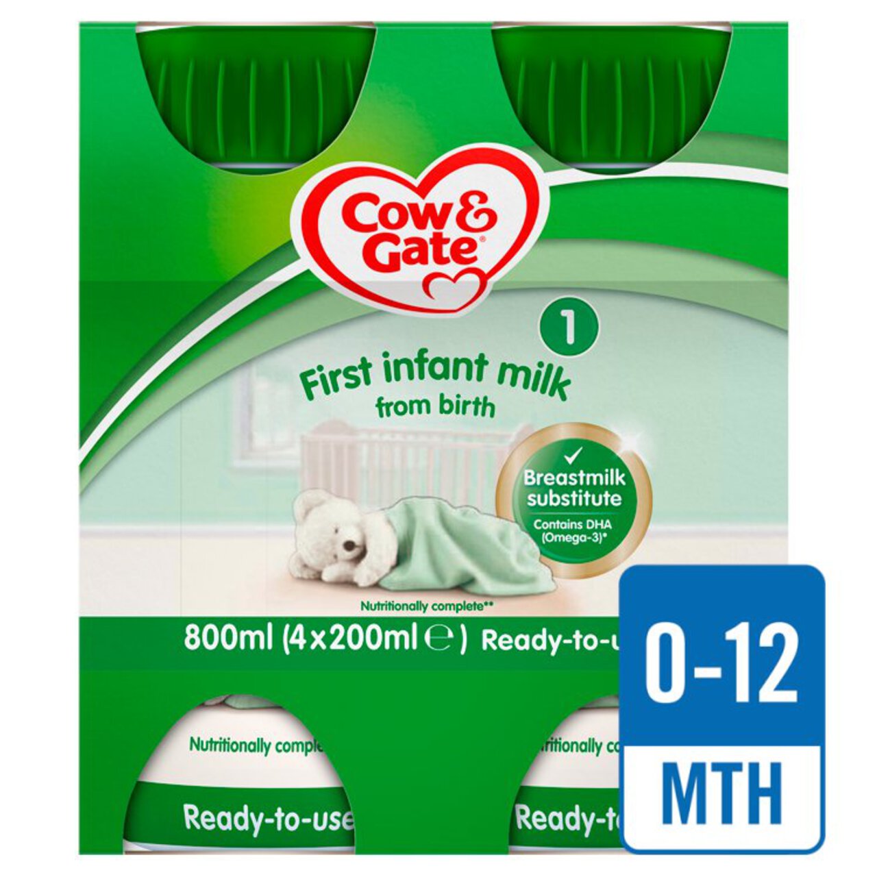 Cow & Gate 1 First Infant Milk Ready to Use, From Birth Multipack 4 x 200ml