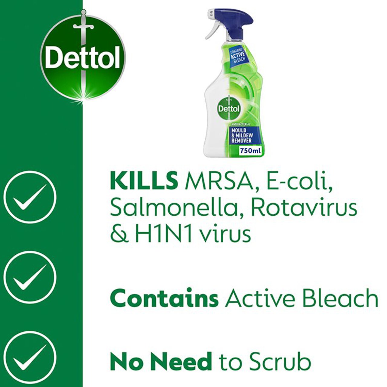 Dettol Antibacterial Disinfectant Mould and Mildew Remover Spray 750ml