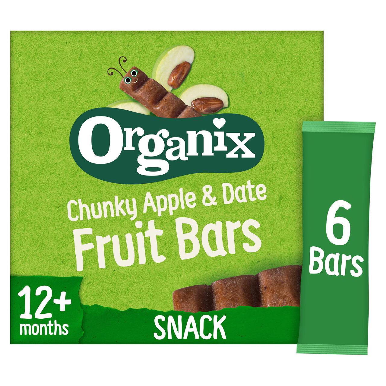 Organix Chunky Apple & Date Organic Fruit Bars, 12 mths+ Multipack 6 x 17g