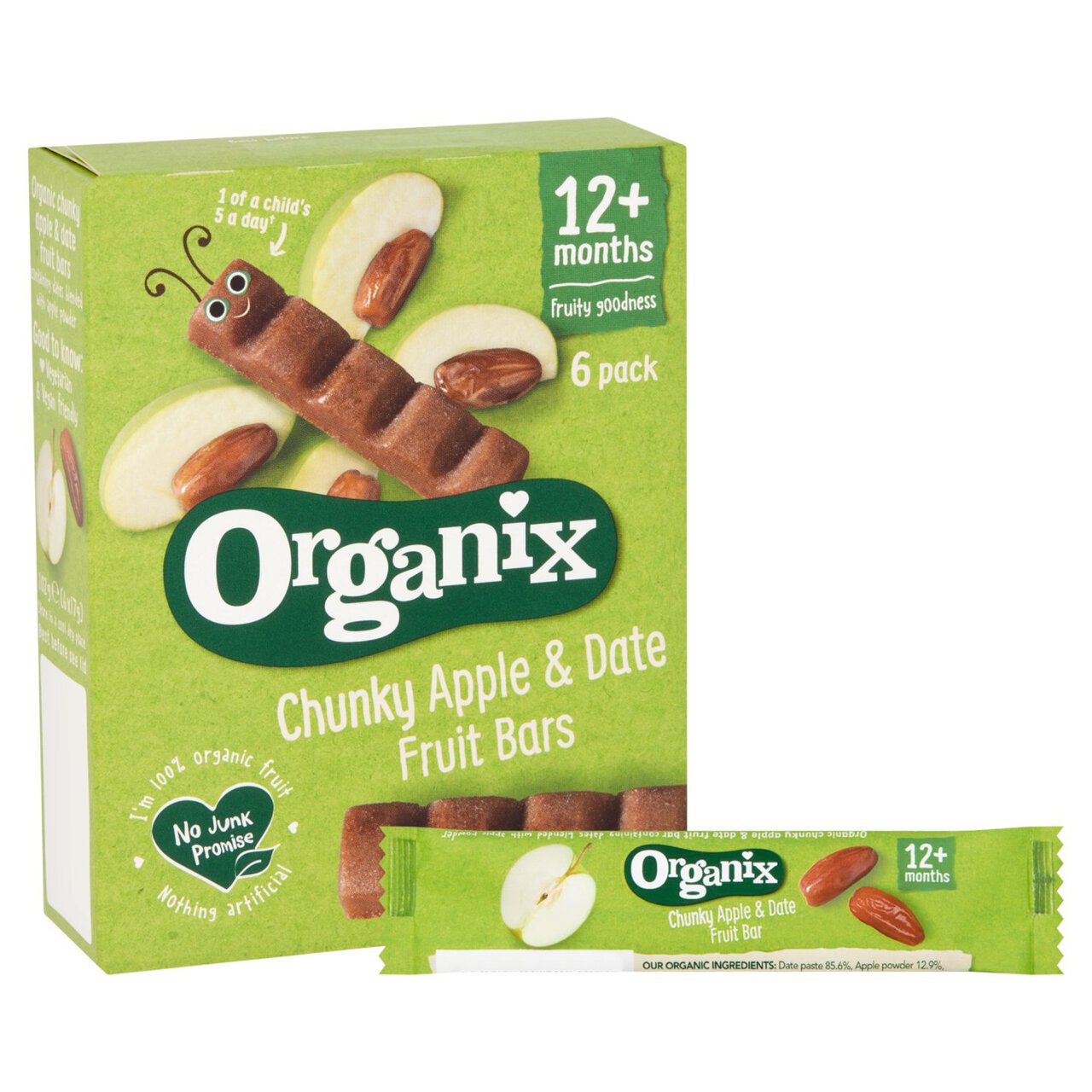 Organix Chunky Apple & Date Organic Fruit Bars Toddler Snack Multipack 6 x 17g
