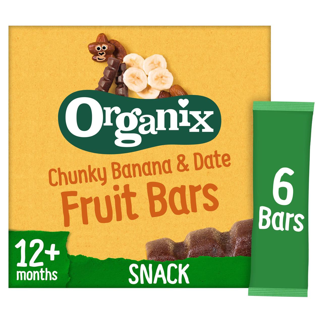 Organix Banana & Date Organic Fruit Bars, 12 mths+ Multipack 6 x 17g