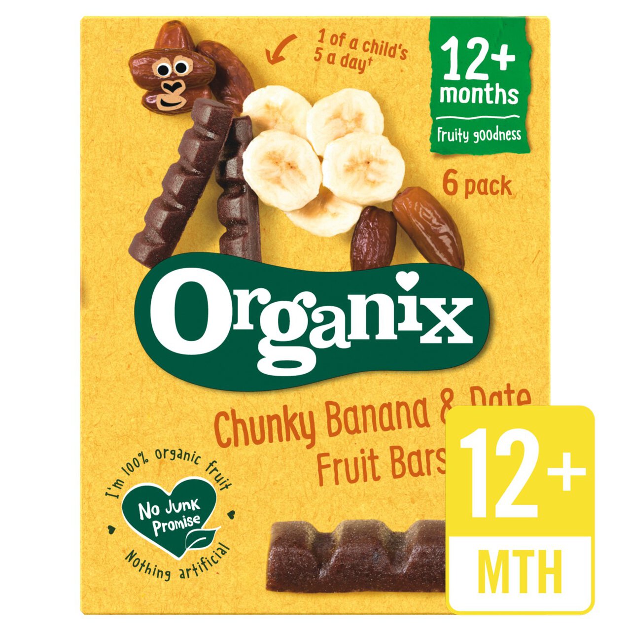 Organix Banana & Date Organic Fruit Bars, 12 mths+ Multipack 6 x 17g