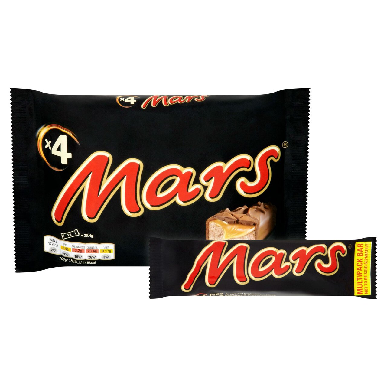 Mars Caramel, Nougat & Milk Chocolate Snack Bars Halloween Multipack 4 x 39.4g