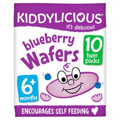 Kiddylicious Wafers, blueberry, baby snack, 6months+, multipack 10 x 4g