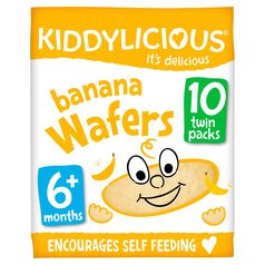 Kiddylicious Wafers, banana, baby snack, 6months+, multipack 10 x 4g