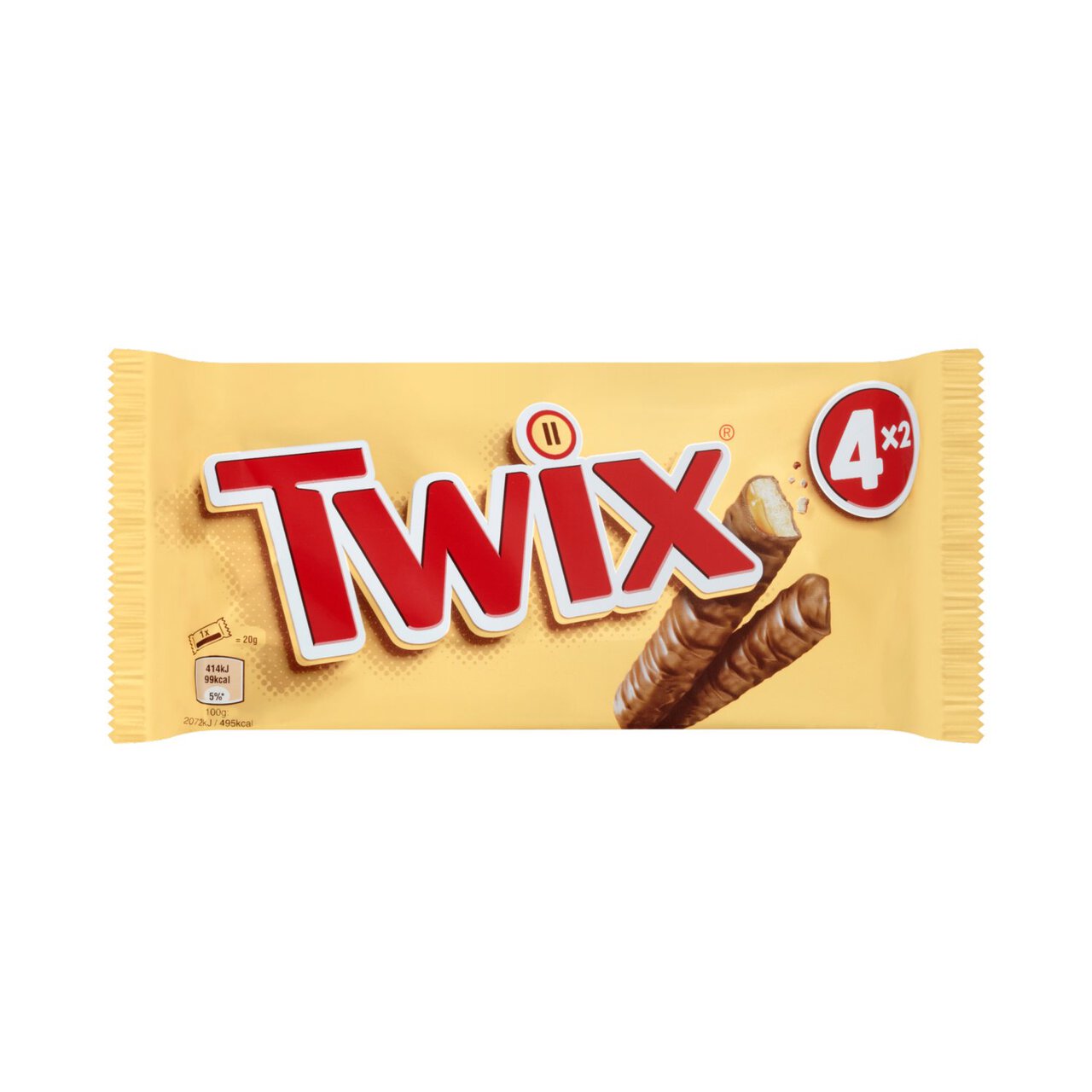 Twix Caramel & Milk Chocolate Fingers Biscuit Twin Snack Bars Multipack 4 x 40g