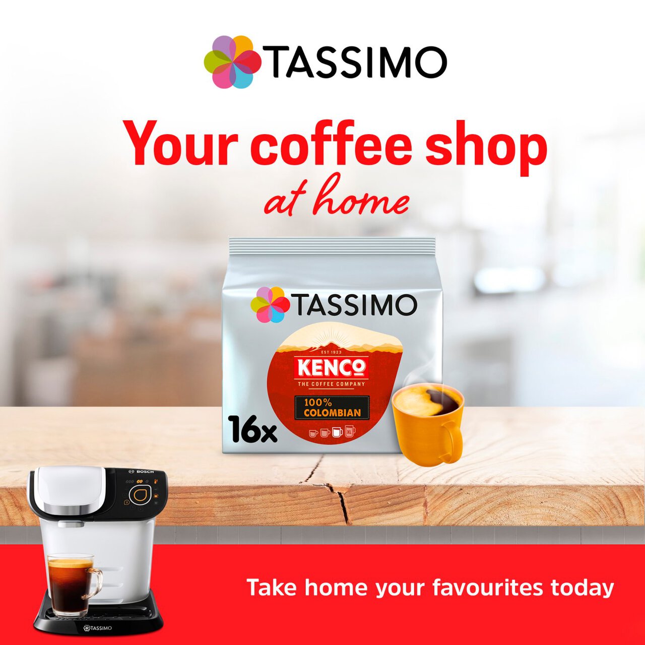 Tassimo Kenco 100 Colombian Coffee Pods 16 per pack Zoom